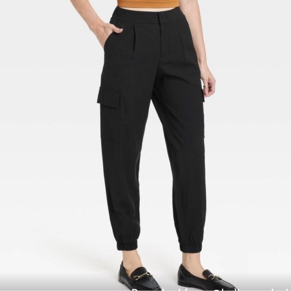 Women's High-Rise Ankle Jogger Pants - A New Day Black 10